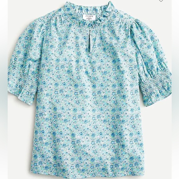 J Crew Liberty Fabric XS Amelie Floral Puff-sleeve Top Cottagecore Prairie - Picture 2 of 15